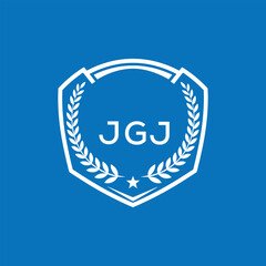 JGJ Shield Logo Design JGJ Minimal Laurel Wreath and Star Emblem for Sports Corporate JGJ Club and Brand Ident.

