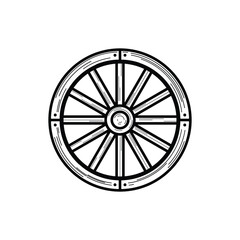 Obraz premium Vintage Wooden Wagon Wheel Icon or Emblem