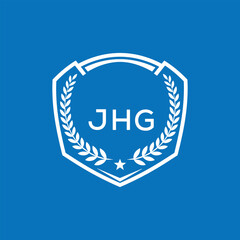 JHG Shield Logo Design JHG Minimal Laurel Wreath and Star Emblem for Sports Corporate JHG Club and Brand Ident.
