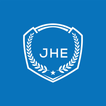 JHE Shield Logo Design JHE Minimal Laurel Wreath and Star Emblem for Sports Corporate JHE Club and Brand Ident.
