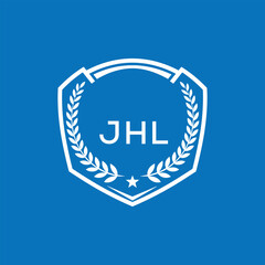 JHL Shield Logo Design JHL Minimal Laurel Wreath and Star Emblem for Sports Corporate JHL Club and Brand Ident.
