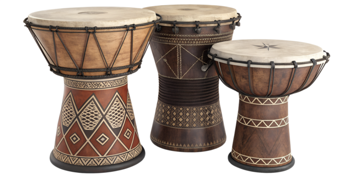 Assorted Darbuka Drum PNG Set – Isolated, Transparent Background, Realistic Photorealistic Percussion Instruments