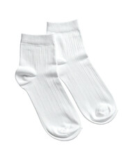 Two white ribbed ankle socks