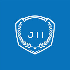 JII Shield Logo Design JII Minimal Laurel Wreath and Star Emblem for Sports Corporate JII Club and Brand Ident.
