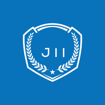 JII Shield Logo Design JII Minimal Laurel Wreath and Star Emblem for Sports Corporate JII Club and Brand Ident.
