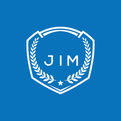 JIM Shield Logo Design JIM Minimal Laurel Wreath and Star Emblem for Sports Corporate JIM Club and Brand Ident.
