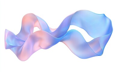 Obraz premium Ethereal iridescent fabric flowing in a gentle wave on white background.