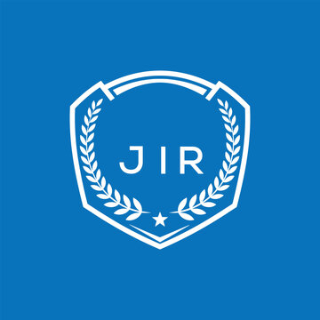 JIR Shield Logo Design JIR Minimal Laurel Wreath and Star Emblem for Sports Corporate JIR Club and Brand Ident.
