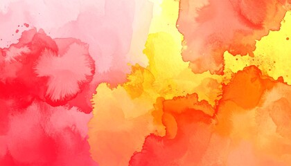 Vibrant Watercolor Wash in Red, Orange, and Yellow