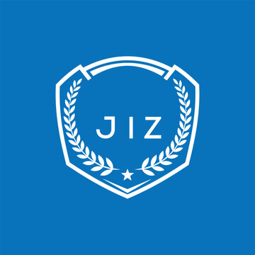 JIZ Shield Logo Design JIZ Minimal Laurel Wreath and Star Emblem for Sports Corporate JIZ Club and Brand Ident.
