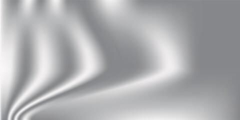 Modern Silver silk fabric background with liquid ripples effect. Realistic vector illustration of gray satin cloth texture with waves and folds. vector