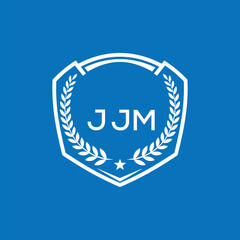 JJM Shield Logo Design JJM Minimal Laurel Wreath and Star Emblem for Sports Corporate JJM Club and Brand Ident.
