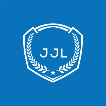 JJL Shield Logo Design JJL Minimal Laurel Wreath and Star Emblem for Sports Corporate JJL Club and Brand Ident.
