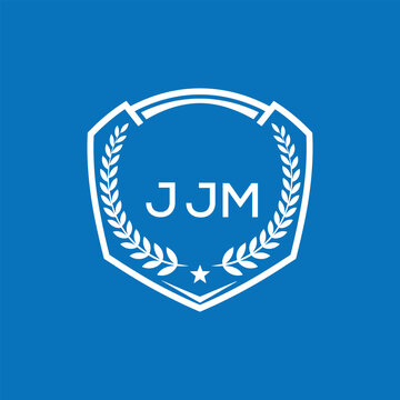 JJM Shield Logo Design JJM Minimal Laurel Wreath and Star Emblem for Sports Corporate JJM Club and Brand Ident.
