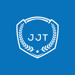 JJT Shield Logo Design JJT Minimal Laurel Wreath and Star Emblem for Sports Corporate JJT Club and Brand Ident.
