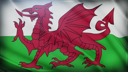 Flag of wales with red dragon, suitable for welsh culture, national holidays, travel brochures, educational materials, and background designs.