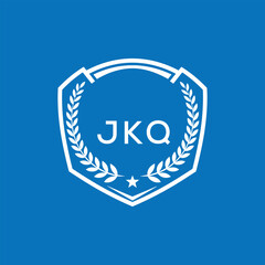 JKQ Shield Logo Design JKQ Minimal Laurel Wreath and Star Emblem for Sports Corporate JKQ Club and Brand Ident.
