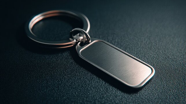 Close up of a blank silver keychain