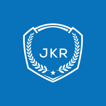JKR Shield Logo Design JKR Minimal Laurel Wreath and Star Emblem for Sports Corporate JKR Club and Brand Ident.
