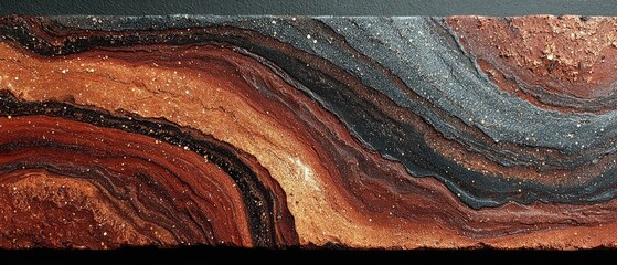 Wavy layers of dark red, gray, and brown texture