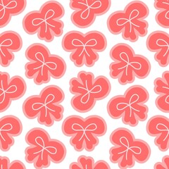 Pink Floral Pattern with Bow Motif: Seamless Background for Design, Fashion, and Crafts