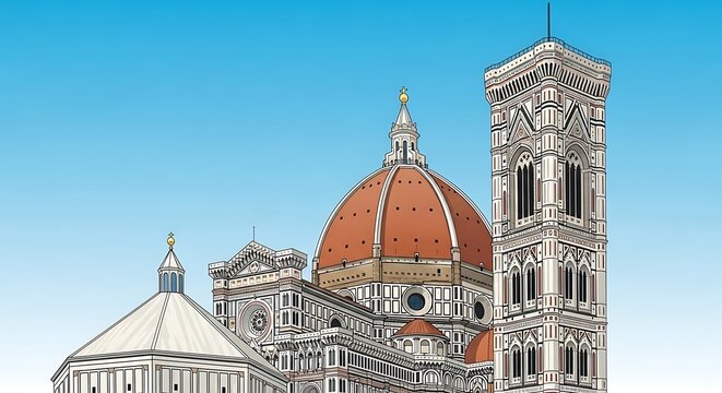 Florence Cathedral and Giottos Campanile - A Renaissance Architectural Masterpiece.