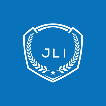 JLI Shield Logo Design JLI Minimal Laurel Wreath and Star Emblem for Sports Corporate JLI Club and Brand Ident.
