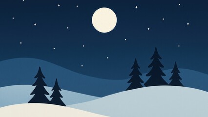 Fototapeta premium Serene winter night landscape.