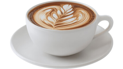 3d render of coffee cup with latte art isolated on white background