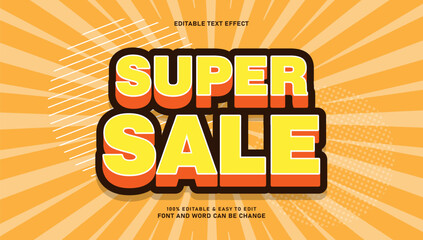 Super sale text effect with bold 3d style and editable