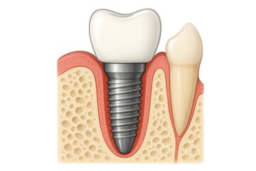 Dental Implant Illustration: A detailed illustration showcases the intricate components of a dental implant, emphasizing the fusion of science and art.