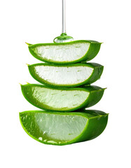 Stacked aloe vera slices with a drip