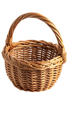 Empty wicker basket with a handle