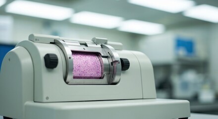 Close-up of a lab machine with a rotating cylinder