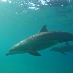 Fototapeta premium Dolphins underwater