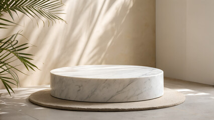 round marble podium for product display
