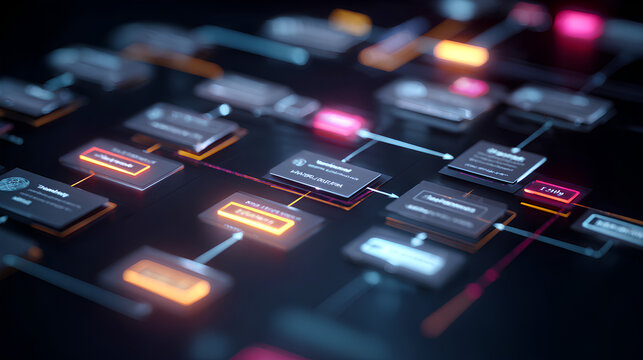 AI workflow automation artificial intelligence software interface nodes triggers data tool dashboard coding icon flow process technology 3d rendering. Stock Illustration - Powered by Adobe