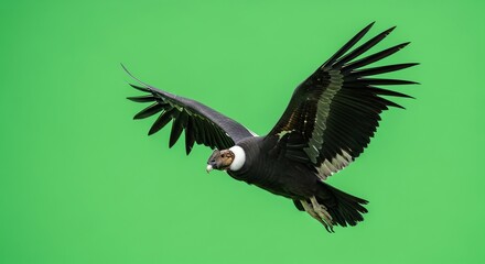 Obraz premium Andean Condor Flying on Green Screen for Digital Design