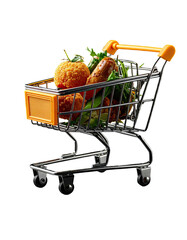 Miniature shopping cart filled with assorted fried foods