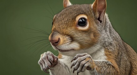 Obraz premium Close-up of a squirrel's face and paws