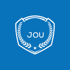 JOU Shield Logo Design JOU Minimal Laurel Wreath and Star Emblem for Sports Corporate JOU Club and Brand Ident.
