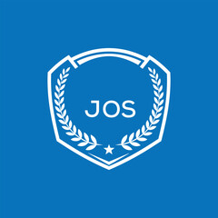 JOS Shield Logo Design JOS Minimal Laurel Wreath and Star Emblem for Sports Corporate JOS Club and Brand Ident.
