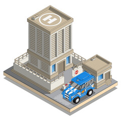 Prison. Isometric. Isolated on white background. Vector illustration.