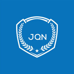 JQN Shield Logo Design JQN Minimal Laurel Wreath and Star Emblem for Sports Corporate JQN Club and Brand Ident.
