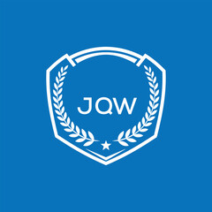 JQW Shield Logo Design JQW Minimal Laurel Wreath and Star Emblem for Sports Corporate JQW Club and Brand Ident.
