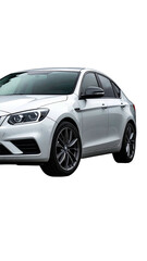 White sedan, front three-quarter view.  Glossy finish, modern design, sporty alloy wheels