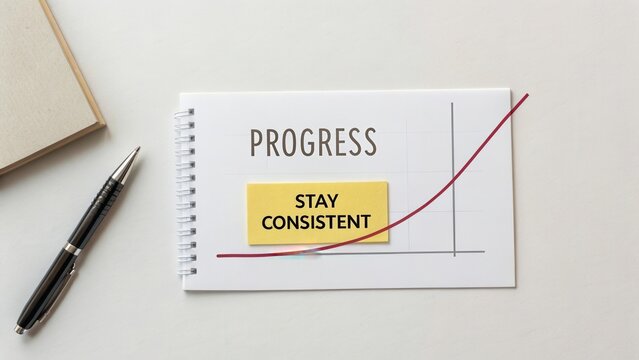 Progress Chart with Inspirational Quote Emphasizing Consistency for Personal Development and Business Growth Strategies