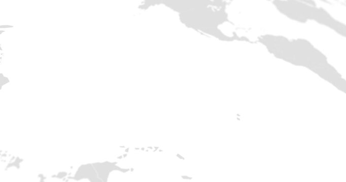 Animated design of a gray world separated by countries scrolling on a white background