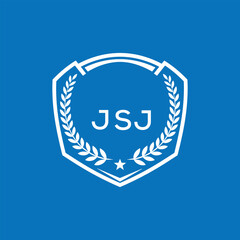 JSJ Shield Logo Design JSJ Minimal Laurel Wreath and Star Emblem for Sports Corporate JSJ Club and Brand Ident.
