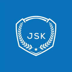 JSK Shield Logo Design JSK Minimal Laurel Wreath and Star Emblem for Sports Corporate JSK Club and Brand Ident.
